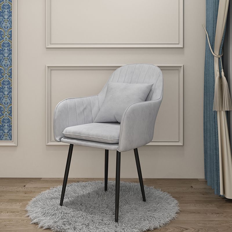 Scandinavian Dining Arm Chair Solid Back Chair with Metal Legs for Home Use