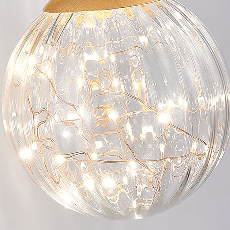 Nordic Starry Wall Light Fixture Transparent Glass Bedroom LED Wall Sconce in Gold