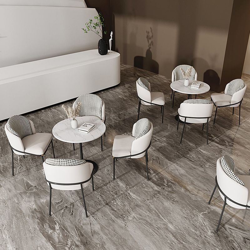 Glam Metal Kitchen Dining Chairs Upholstered Side Chairs with Black Legs