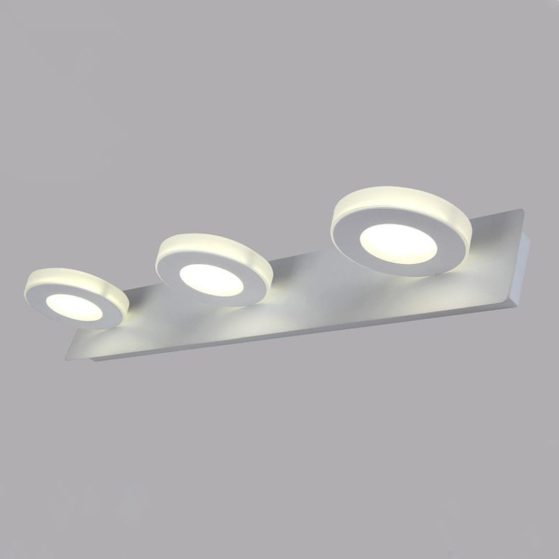 White Acrylic Vanity Light, Minimalist Indoor Circle Shade Linear Vanity Light