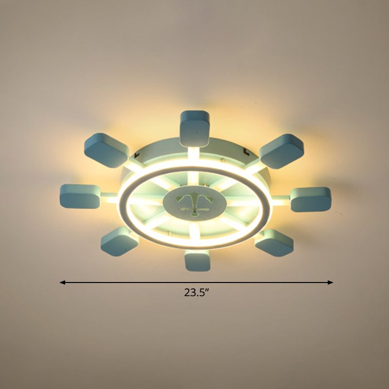 Aluminio Rudder Flush Lave Light Ychilrens Sky Blue LED Flush Light Fixture for Bedroom