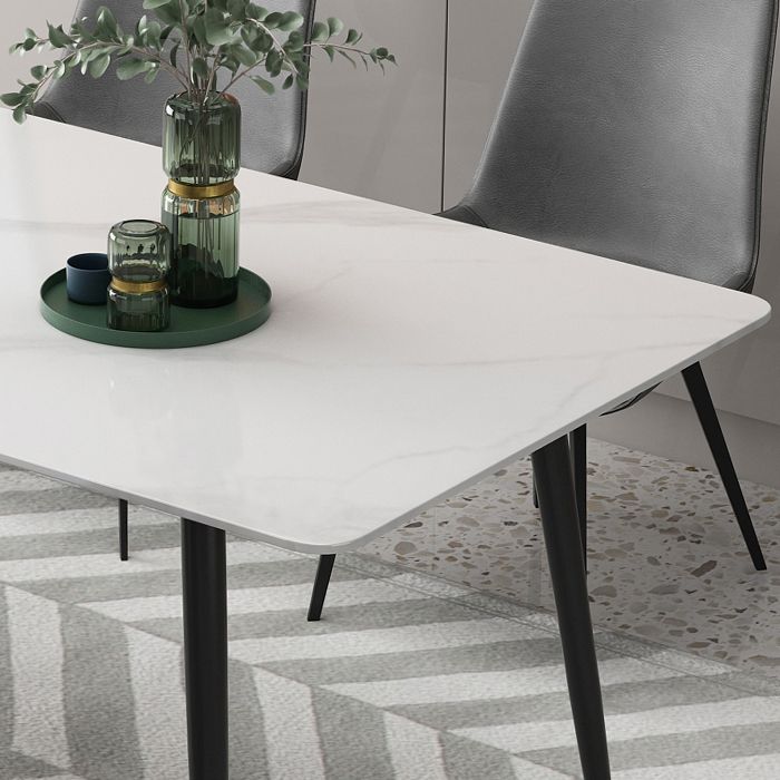 Mesa de comedor rectangular Piedra industrial Mesa de comedor de 4 pies para interiores