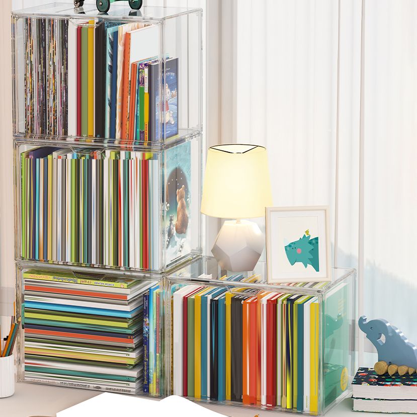 Modern Style Bookshelf Stackable Plastic Bookcase for Home Office