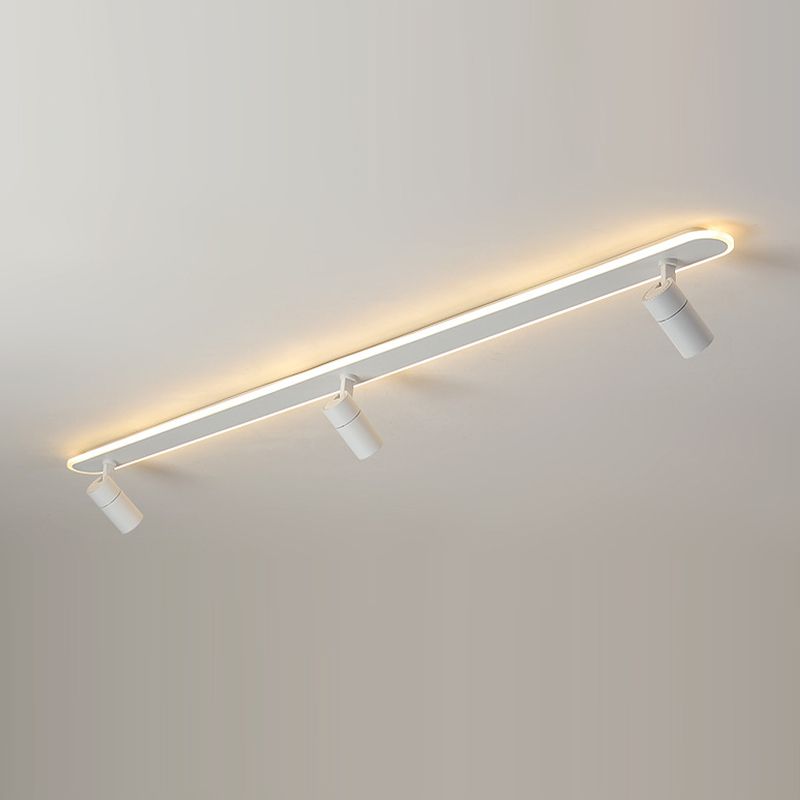Metal LED Flush Mount in Black / White Finish Contemporary Ceiling Track Fixture