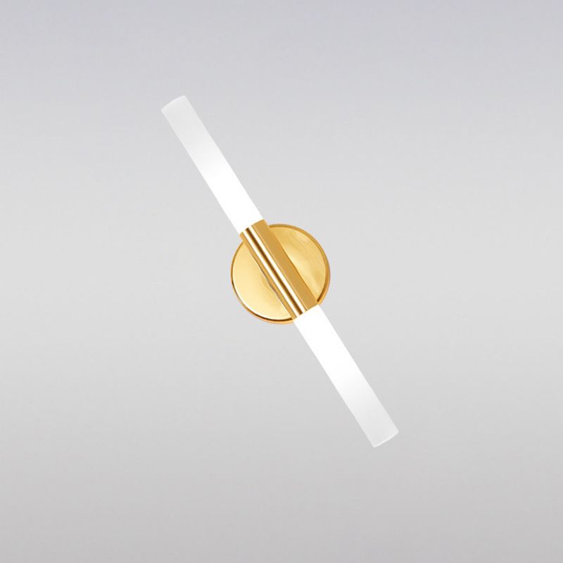 Minimalistische schlanke röhrenförmige Wandleuchte weiße Glas -Led -Eckwandbeleuchtung in Messing
