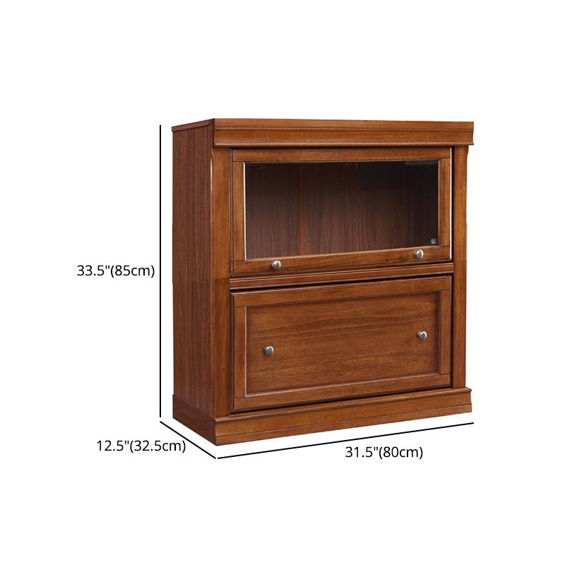 Espresso Shelf Bookcase With Doors Closed Back Shelf for Office