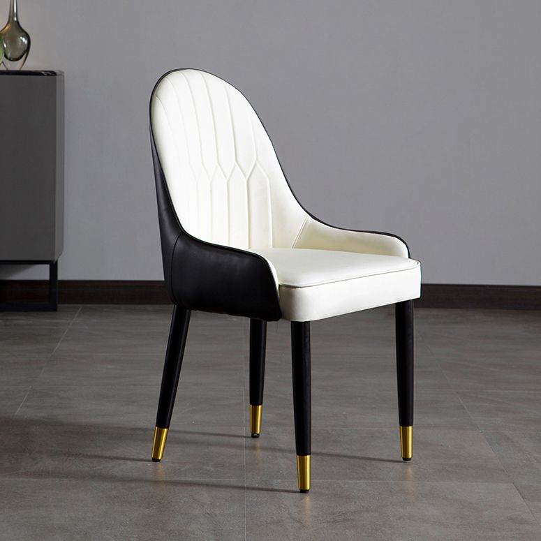Faux Leather Armless Dining Chairs Glam Dining Side Chair for Home
