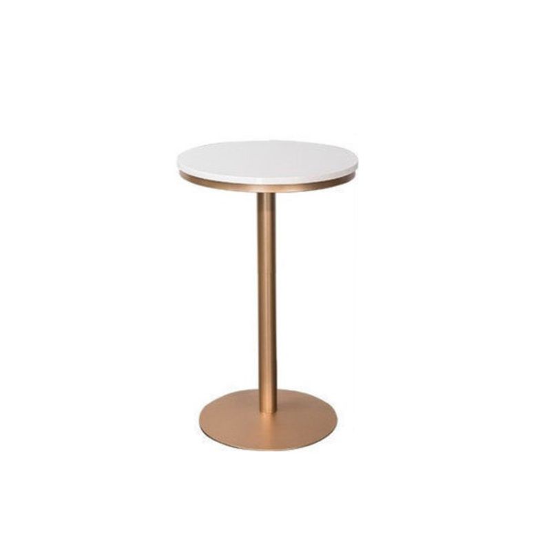 Industrial Round Pub Table Set 1/3 Pieces White and Gold Bar Table Set