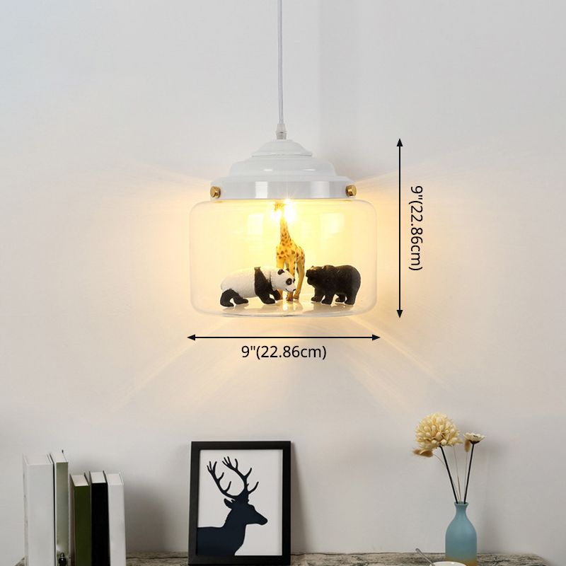 1 léger petit zoo pendant plafonniers caricatures en verre de plafond suspendu pour chambre à coucher