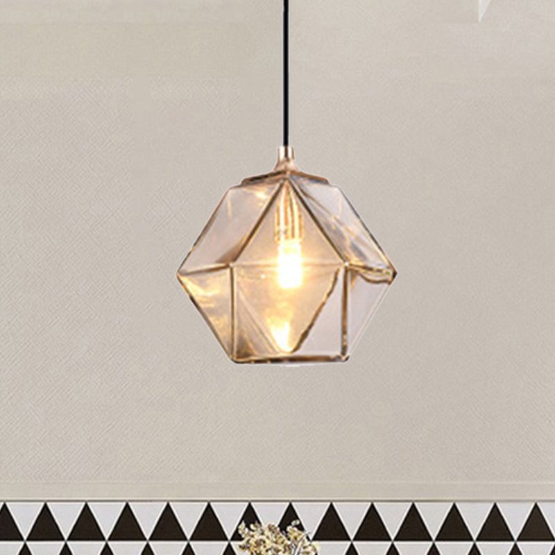 Geometric Pendant Lighting Modern Glass 1 Light Grey/Amber Hanging Pendant Light