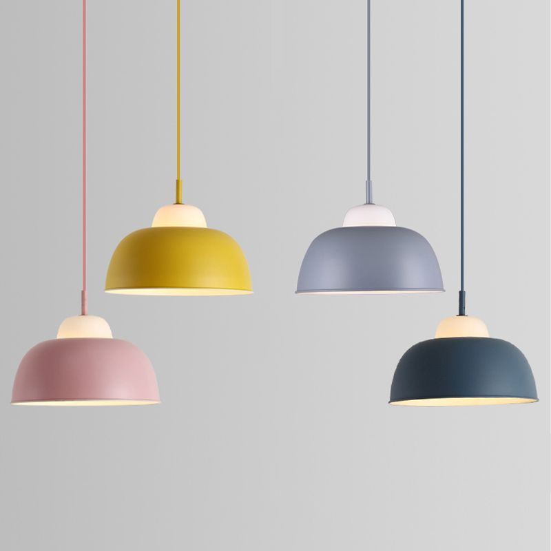 Pot Cover Shape Hanging Lighting Modern Style Metal 1 Light Hanging Lamp for Living Room