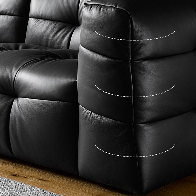 Contemporary Leather Seating Tufted Square Arm Sofa for Living Room