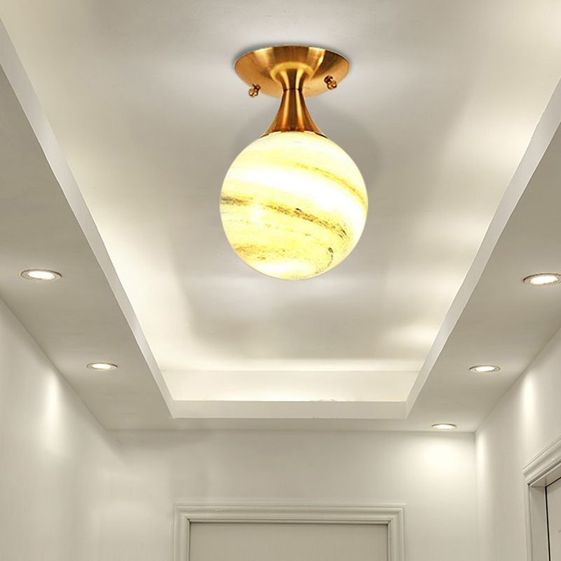 Illuminazione a semimontaggio in vetro bianco-giallo/grigio-blu/grigio fumo con paralume a sfera Nordic 1 lampadina da incasso a soffitto per foyer