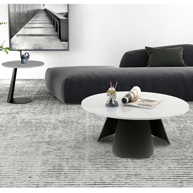 3 Legs Base Cocktail Table Rock Plate Table Round Coffee Table with Metal Base