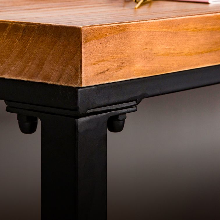 Table de bar de style moderne en bois massif et table de bar à café brun en fer