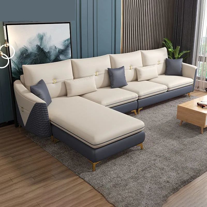 34.64 " H Faux Leather Flared Arm Sofa & Chaise for Living Room