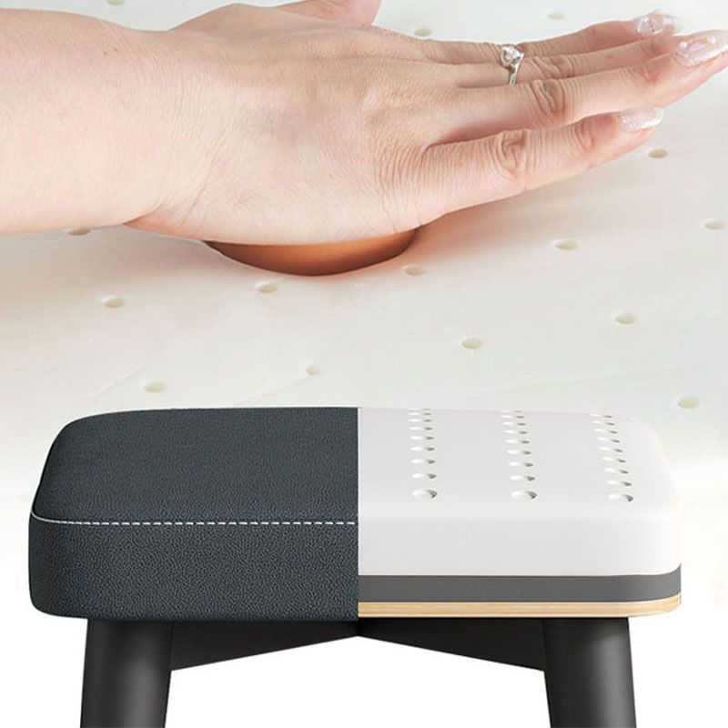 Glam Ottoman Faux Leather Solid Color Square Ottoman with Metal Legs