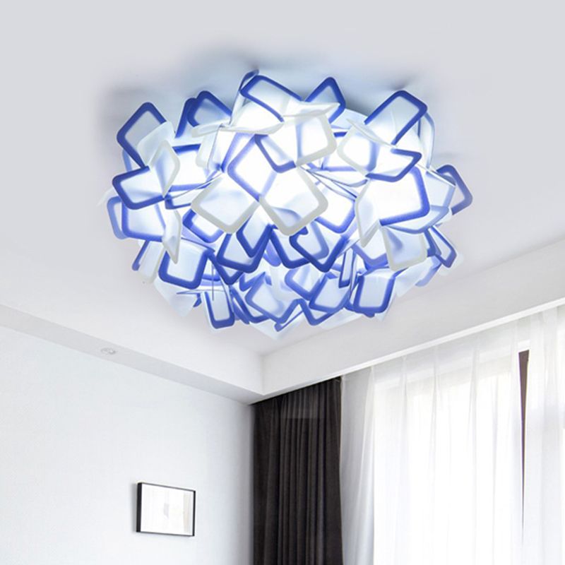 Blossoming Flower Acrylic Flush Mount Contemporary Led White/Black/Blue Flush Ceiling Light Fixture