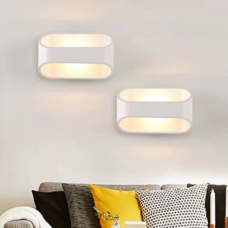 Modern Style Geometry Shade Wall Lamp Metal 2 Lights Sconces for Bedroom