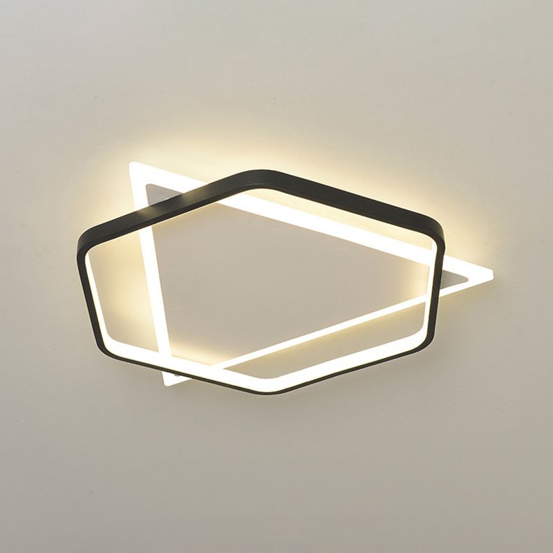Hexagonal + Triangle Geometric Lines LED Ceiling Light 19.5" Wide Contemporary Minimalism Flush Mount Light