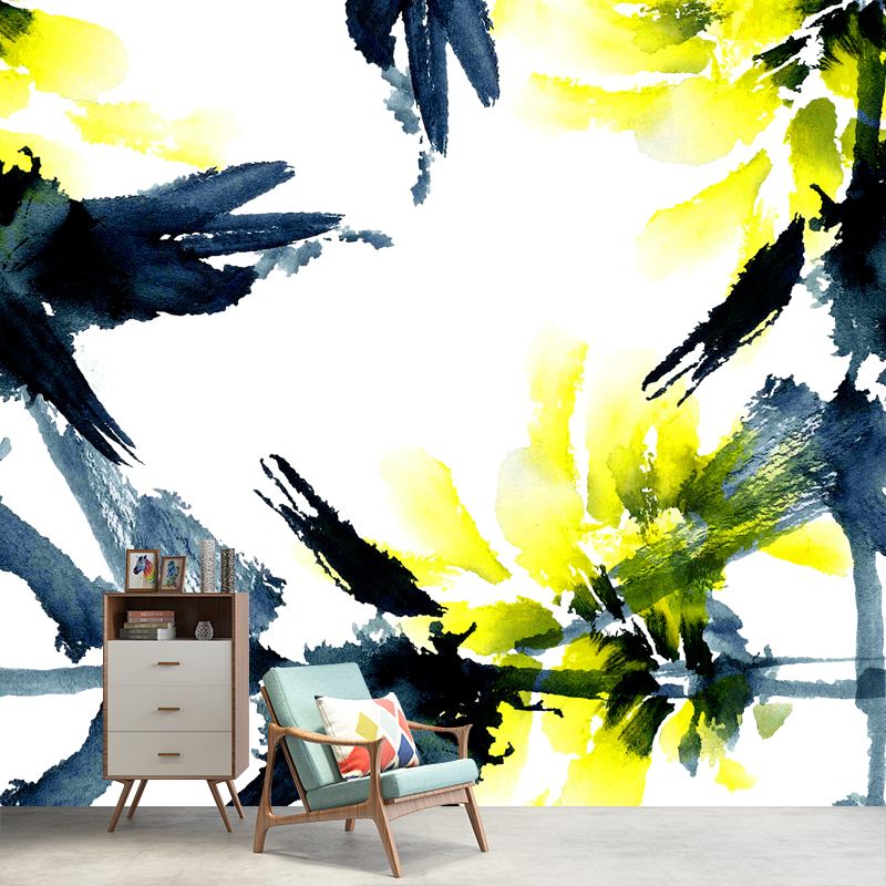 Watercolor Bird and Branch Mural Artistic Washable Bedroom Wall Decor, Custom Made