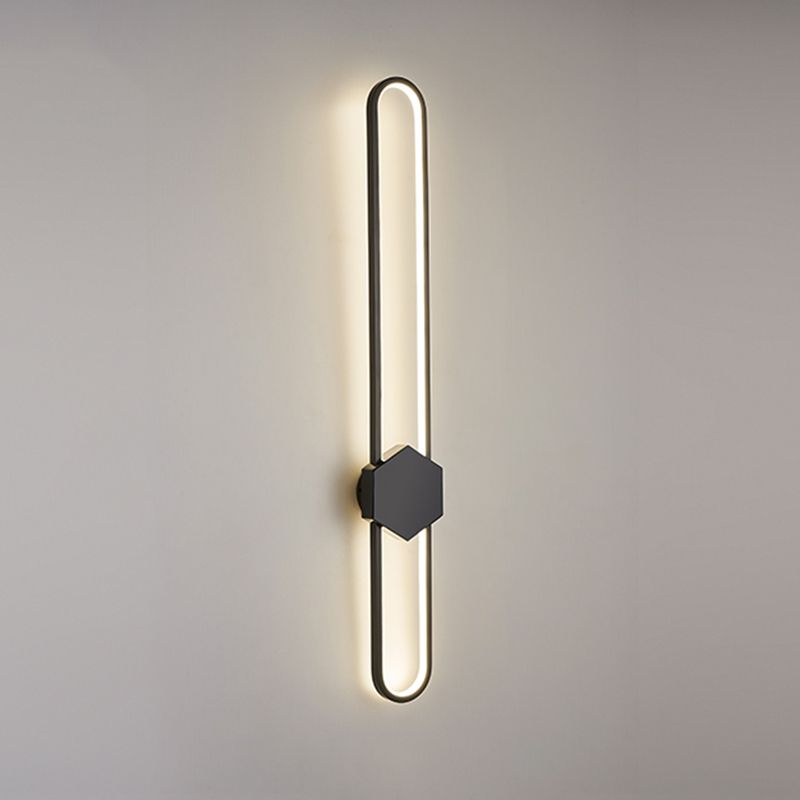 Metal Oval Shape Wall Light Modern Style 1 Light Wall Mount Fixture