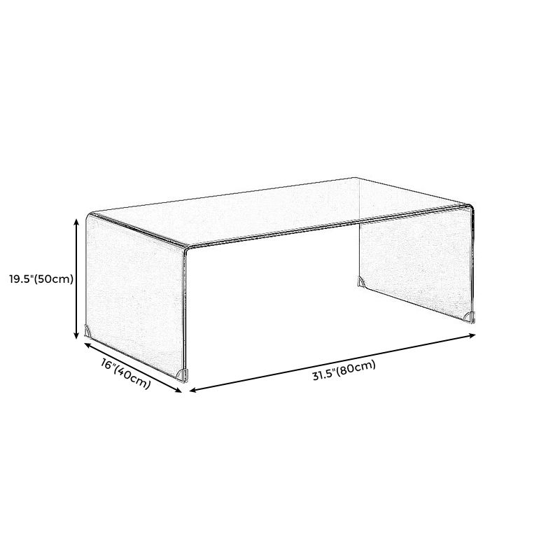 Glass Sled Coffee Table Geometric 1 Single Cocktail Table in Brown