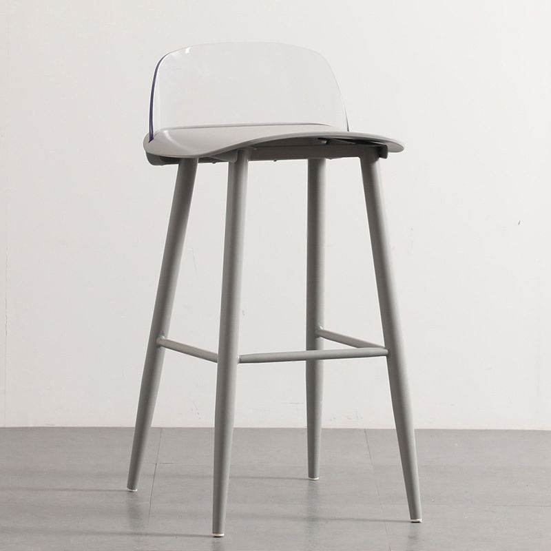 Modern Armless Backrest Counter Stool Iron Cafe Bar Stool with Acrylic Seat and Pedal