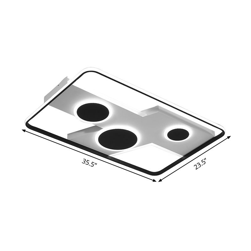 Lámpara de montaje en rectángulo Acrílico de color Blanco y negro de luz de techo, lámpara de techo de LED blanco, calor/luz blanca/Despless de control remoto