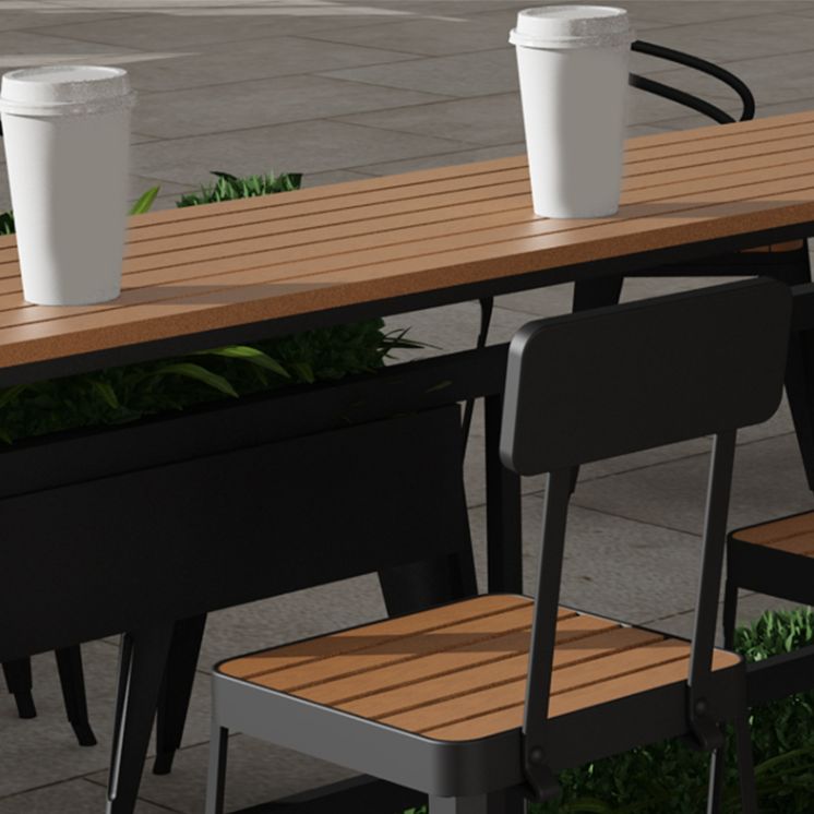 Outdoor Wooden Bar Table Industrial Trestle Footrest Counter Height Dining Table