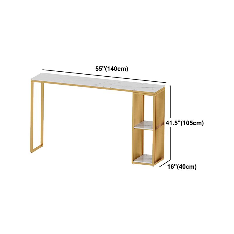 Nordic Glam 1/3 Pieces Bar Table Set Rectangle Marble Counter Table with High Stools