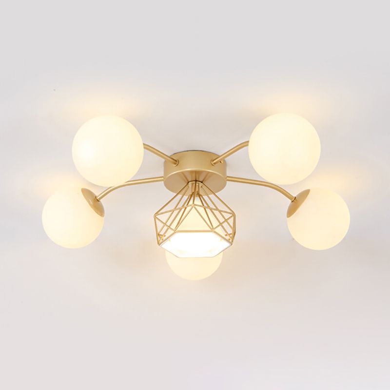 Modern Sputnik Ceiling Light Glass Shade Flush Mount Light for Drawing Room Living Room