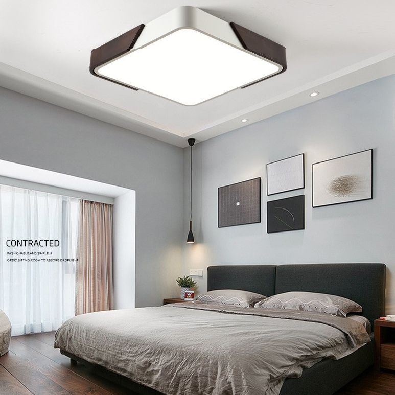 Plafonnier LED en acrylique blanc à 1 lumière, plafonnier géométrique moderne à montage en surface