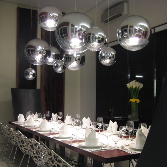 Electroplated Mirror Glass Globe Pendant Lamp Modern Simplicity Style Single Bulb Hanging Light with Adjustable Suspension Wire