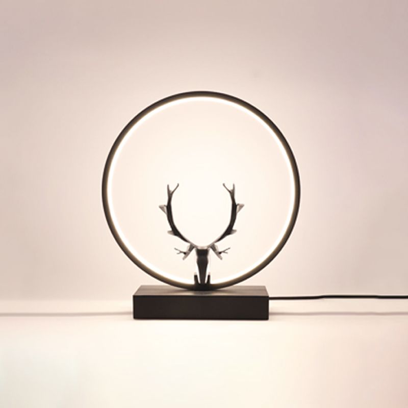 Metal Circle Table Lamp Nordic Antler Shape 1 Light Desk Lamp for Bedroom