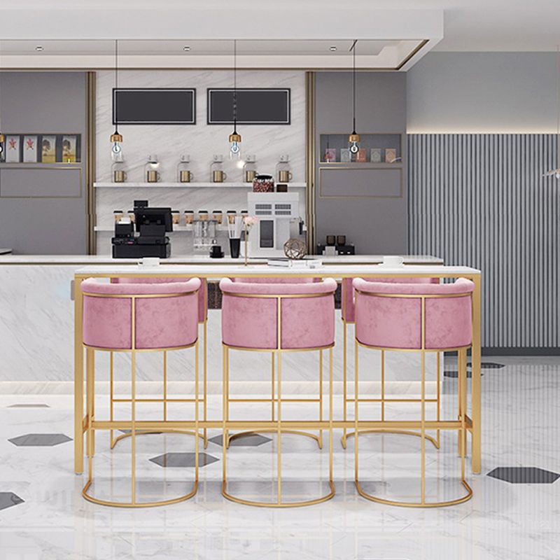 Scandinavian Style Counter Stool Upholstered Armed Bar Stool with Footrest