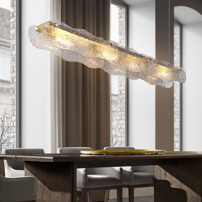 Accesorio de iluminación colgante sombreado Simplicidad Cenina de vidrio Luz de techo de la isla en oro