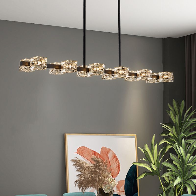 Würfelförmige Inselbeleuchtung zeitgenössische Kristallkronleuchterlicht