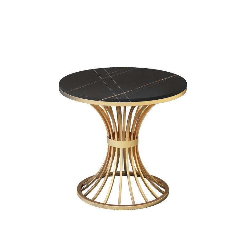 Traditional Luxury Round Dining Table Matte Finish Stone Top Dinette Table for Home