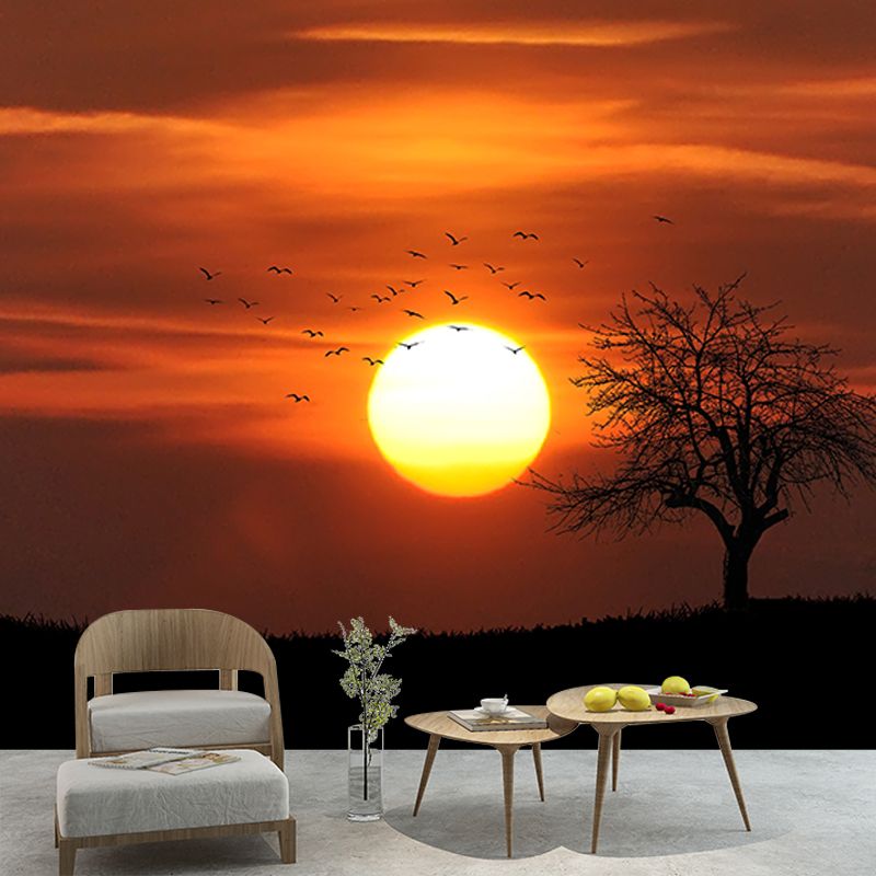 Setting Sun Mildew Resistant Wallpaper Photography Sleeping Room Wall Mural