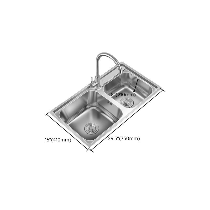 Contemporary Style Kitchen Sink Stainless Steel Kitchen Double Sink with Soundproofing