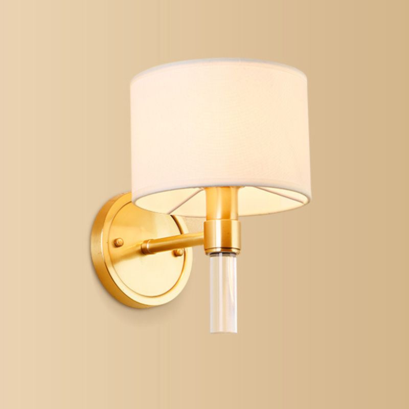 1 Head Wall Lighting Fixture Simplicity Geometric Shaped Fabric Wall Sconce Lamp in Gold