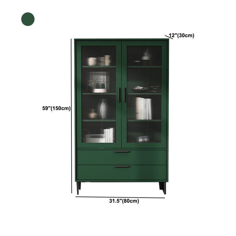 Contemporary Wooden Accent Cabinet with Glass Door and 2 Drawers