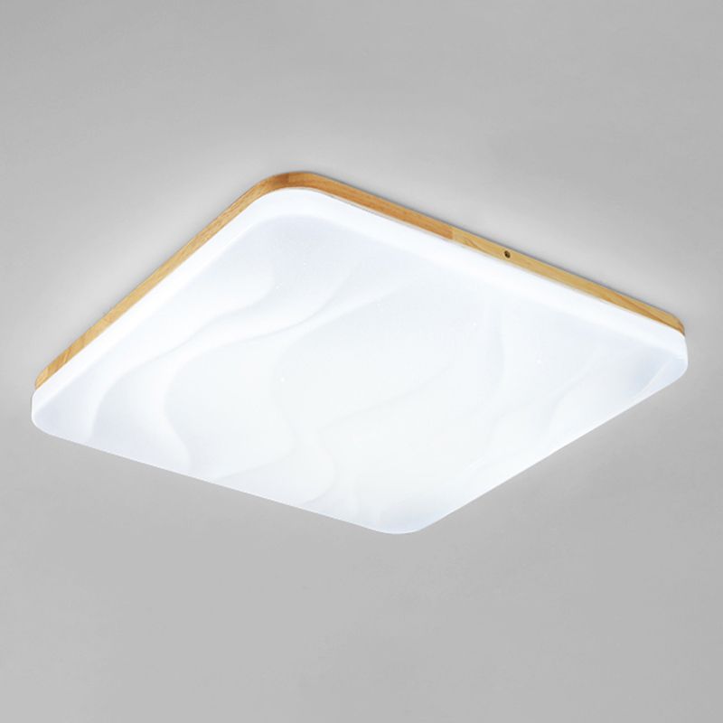 Modern Rectangle Ceiling Light Wood 1 Light LED Flush Mount Light for Bedroom