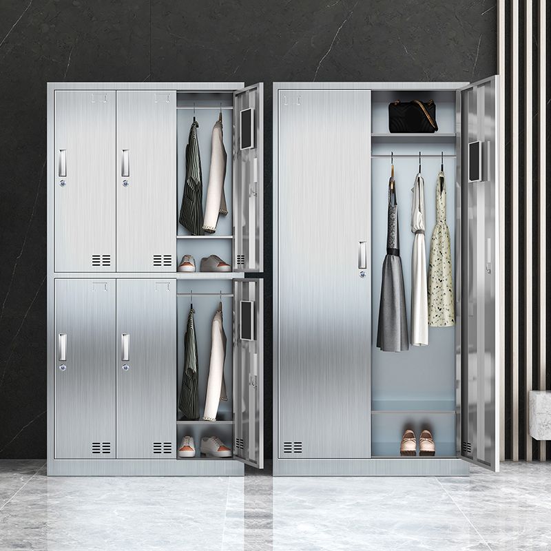 Steel Chrome Storage Cabinet Modern Cabinet with Hinged Doors