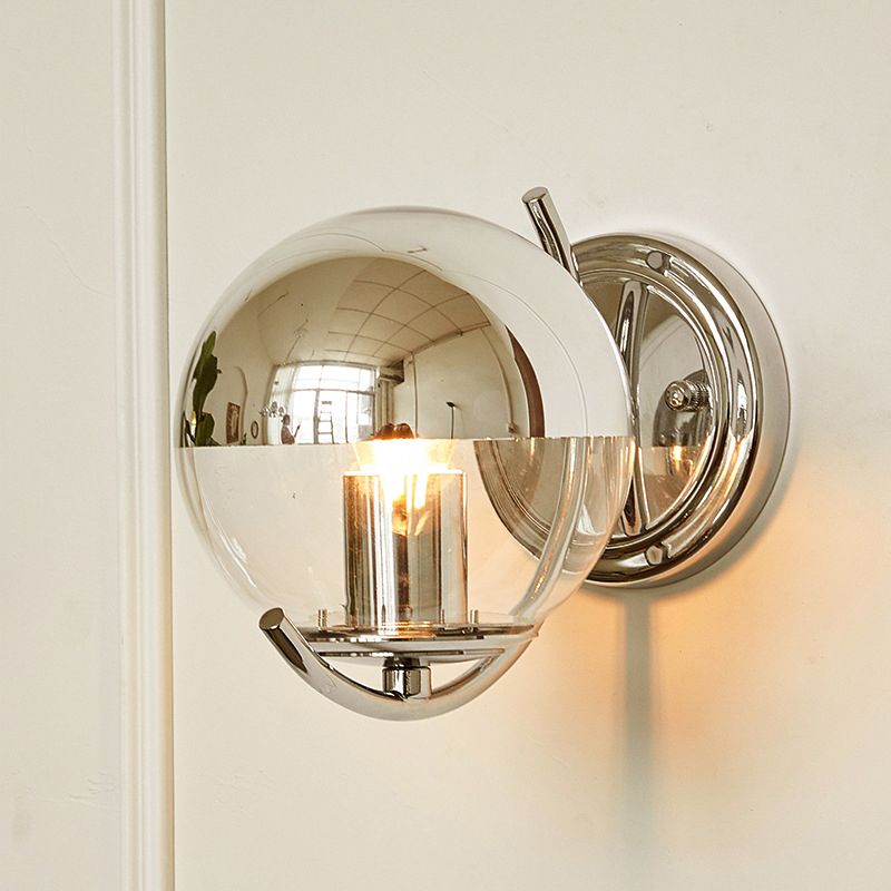 Single Modern Silver Wall Mounted Sconce Glass Wall Light for Living Room