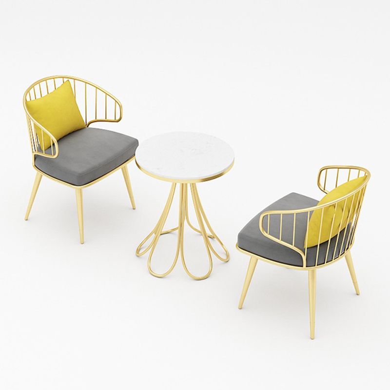 Contemporary Kitchen Dining Armchair Metal Side Dining Chairs in Gold