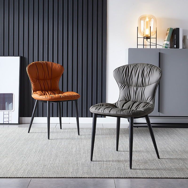 Chaise de salle à manger de style nordique, chaises de salle à manger rembourrées sans accoudoirs avec pieds en métal