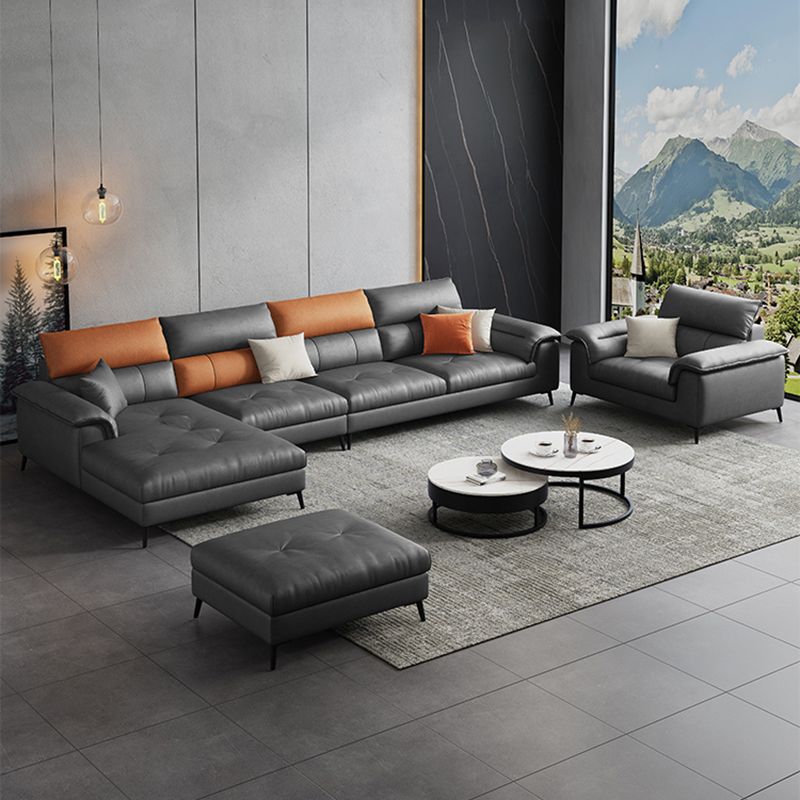 Contemporary Stain-resistant Sectional L-shape Pillow Top Arm Sectional