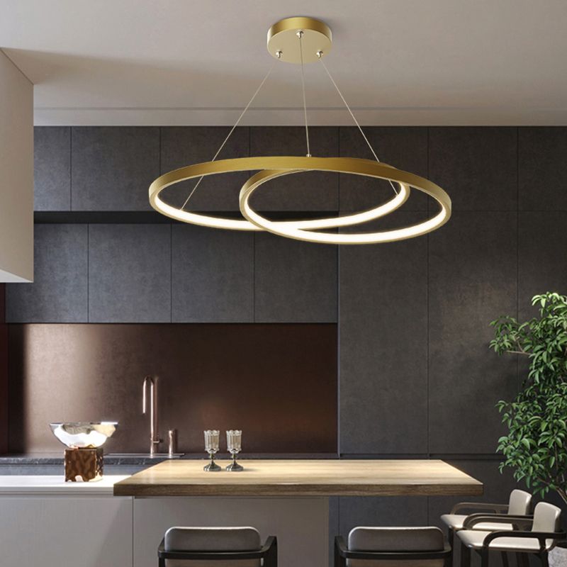 Spiral Shade Chandelier Light Modern Metal 1 Light Chandelier Lighting Fixture in Gold